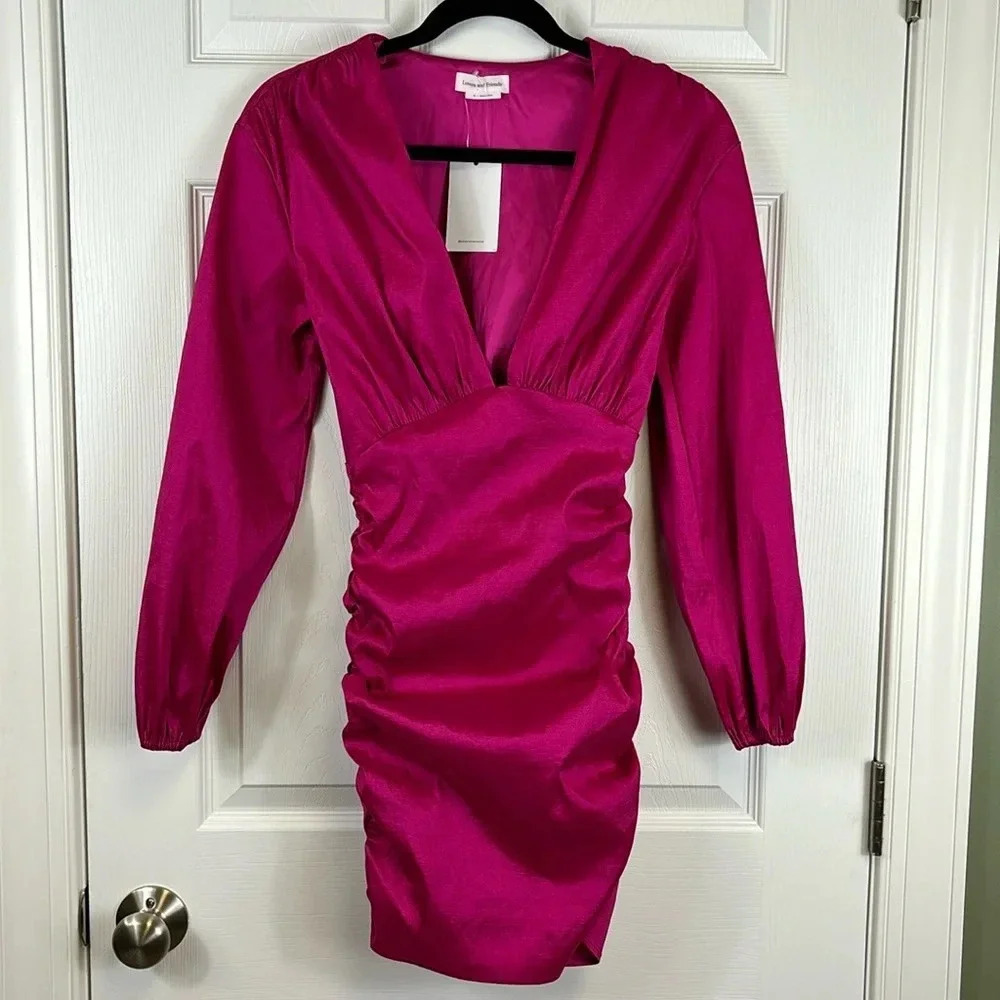 NWT Lovers + Friends Lorenza magenta pink mini dress sz xs - Picture 6 of 13